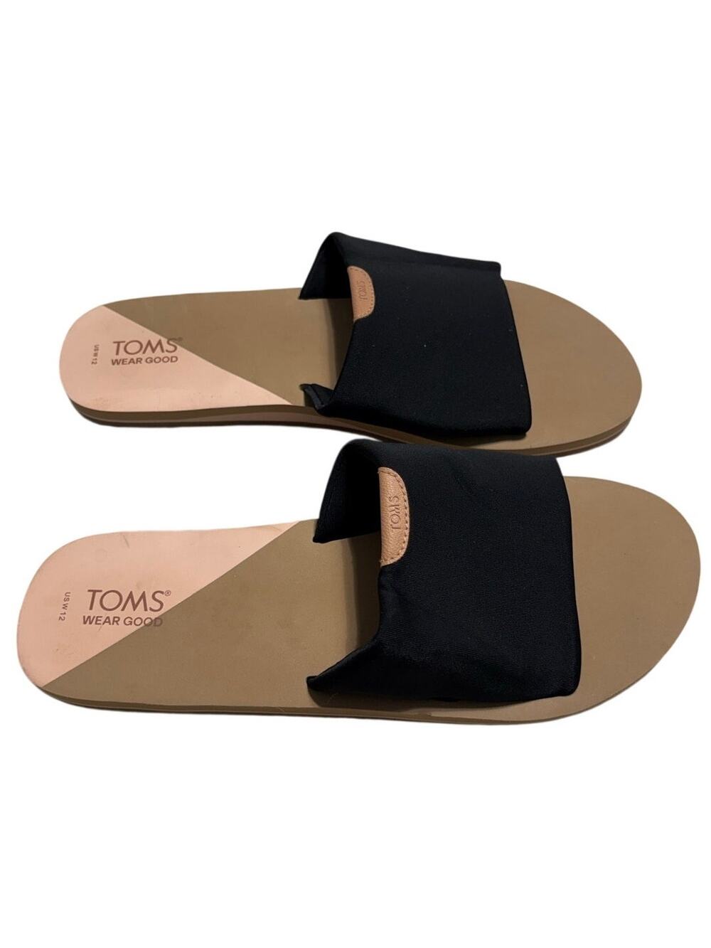 TOMS Carly Slide Sandals Black Jersey Women's Size 12 Slip-On New NWOT
